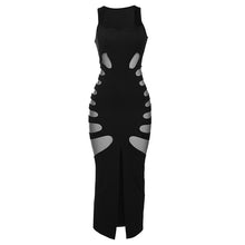 Load image into Gallery viewer, Spring Women Clothes Hollowed out Low Collar High Waist Sheath Slit Slim Fitting Maxi Dress