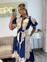 Load image into Gallery viewer, Irregular Asymmetric High Waist Elegant Shirt Cardigan Printed Dress Dress