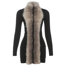 Load image into Gallery viewer, Autumn Winter Women Clothing Fashionable Elegant Sexy Slim Fit Sheath Stitching Fur Collar Dress for Women