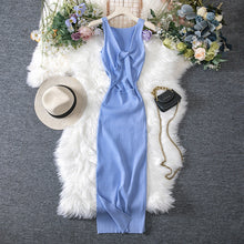 Load image into Gallery viewer, Women Clothing Summer Sexy Kinked Chest Flattering Machine Hollowed Reversible Knitted Dress