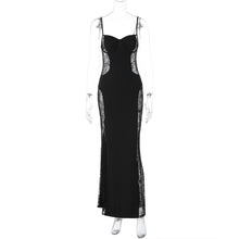 Load image into Gallery viewer, Stitching Lace Hollow Out Cutout out Cinched Slim Sexy Hip Spaghetti Straps Dress Women
