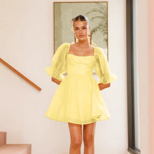 Load image into Gallery viewer, Organza Solid Color Retro Puff Sleeve Princess Dress Large Dress