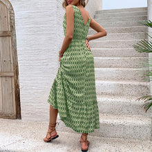 Load image into Gallery viewer, Summer Women Rhombus Prints Sleeveless Dress