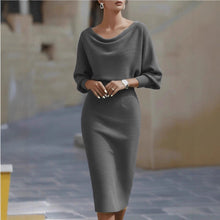 Load image into Gallery viewer, Draped Batwing Sleeve Mid Length Dress