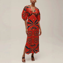 Load image into Gallery viewer, Spring Summer Positioning Printing Linen Dress Casual Vacation Loose Dress