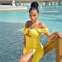 Load image into Gallery viewer, Summer Women Sexy off Shoulder Tube Top Hollow Out Cutout Slim Fit Slit Dress