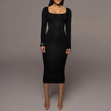 Load image into Gallery viewer, Winter Arrival Women's Sexy Sexy Slim Fleece Square Collar Long Sleeve Dress