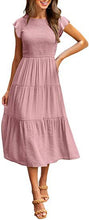 Load image into Gallery viewer, Women Clothing Popular Pinfei Flounced Sleeve Pleating Layered Short Sleeve Large Swing Dress