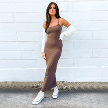 Load image into Gallery viewer, Summer Women Dress Solid Color Dress Comfort Casual Strap Dress