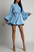 Load image into Gallery viewer, Women Clothing Loose Lace Up Waist Pleated Women Short Dress