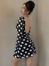 Load image into Gallery viewer, Spring Summer Lady Sexy Polka Dot Backless Mesh Flare Sleeve Mini Dress