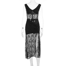 Load image into Gallery viewer, Summer Sexy Lace Hollow Out Cutout out Stitching Spaghetti Straps Slimming Split Dress