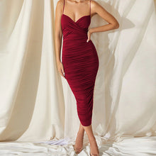 Load image into Gallery viewer, Bandage Same Dress Cheongsam Sexy Backless Long Slim Fit Strappy Low Cut Sheath Dress