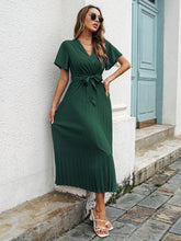 Load image into Gallery viewer, Popular Women Clothing Spring Summer Casual Ruffle Sleeve Lace-up Large Pleated Chiffon Dress