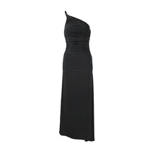 Load image into Gallery viewer, Women Clothing Summer Single Shoulder Sloping Shoulder Pleated Sexy Slim Irregular Asymmetric Dress