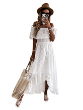 Load image into Gallery viewer, Bohemian Lace Dress White Beach Dress Tube Top off-Shoulder Sexy Dress for Women Eyelet Embroidery