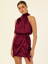 Load image into Gallery viewer, Halter High Grade Satin Tied Slim Fit Socialite Dress