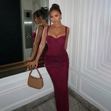 Load image into Gallery viewer, Autumn Winter Solid Color Lace Deep V Plunge Sexy Backless Stitching Strap Dress