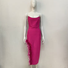 Load image into Gallery viewer, Sexy Split Tube Top Side Feather Bandage Slim Elastic Party Midi Dress Dress