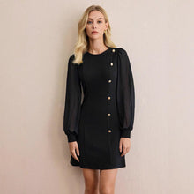 Load image into Gallery viewer, Early Spring Women Slim Fit Slimming Solid Color Clinch Stitching Long Sleeve Dress