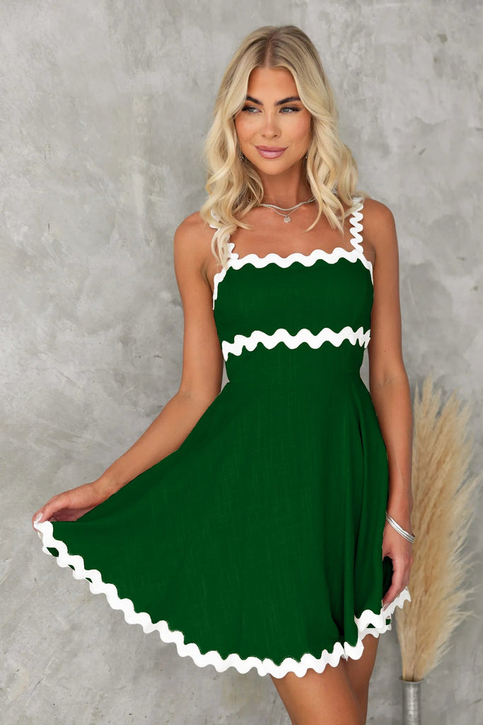 Summer Fresh Sweet Solid Color Sexy Strap Short Dress