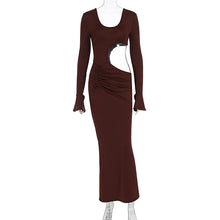 Load image into Gallery viewer, Women Clothing Fashionable Elegant Sexy Hollow Out Cutout Slim Fit U Neck Long Sleeved Dress