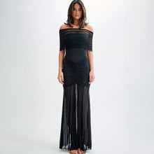 Load image into Gallery viewer, Women Clothing Autumn Tube Top Pleated Mesh Slim Fit Patchwork Dress Two Piece Set