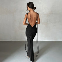 Load image into Gallery viewer, Women Sexy Dress Sexy Backless Pleated Dress Evening Dress Sleeveless Strap Dress for Women
