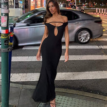 Load image into Gallery viewer, Women Clothing Autumn Winter Sexy Backless Hollow Out Cutout out Solid Color Slim Dress for Women