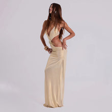 Load image into Gallery viewer, Summer Solid Color Street Hipster Deep V Plunge Halter Backless Slim Fit Dress