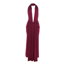 Load image into Gallery viewer, Women Clothing Sexy Halter Deep V Plunge neck Backless Split Solid Color Dress