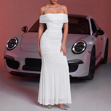 Load image into Gallery viewer, Summer Women Clothing Fashionable Elegant Dress Mesh Silver-Sprinkling off Shoulder Sleeveless Dress