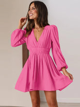 Load image into Gallery viewer, Autumn Winter Dress Women Clothing V neck Mid Length Dress Pleated Ruffled French Dress Dress