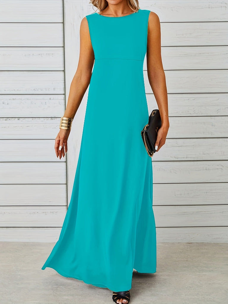 Sexy Sleeveless Dress Solid Color Mid Length Slim Strap Vest Dress