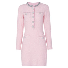 Load image into Gallery viewer, Spring Autumn Classic Knitted Net Red Popular Slim Fit Slimming Rhinestone Dress