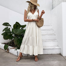 Load image into Gallery viewer, Casual Simple Sleeveless V neck Vacation Dress White Dress