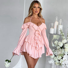 Load image into Gallery viewer, Women Clothing Autumn Sexy Halter Low Cut Ruffled Long Sleeve Romper