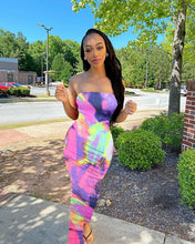 Load image into Gallery viewer, Women Clothing Spring Summer Colorful Tie Dye off Shoulder Tube Top Dress