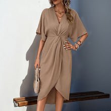 Load image into Gallery viewer, Women Clothing Raglan Sleeve Solid Color Irregular Asymmetric Dress
