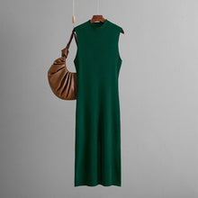 Load image into Gallery viewer, Solid Color Slim Fit Stretch Knitted Sleeveless Vest Summer All Matching Sheath Dress