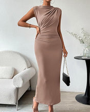 Load image into Gallery viewer, Women Clothing Shein Sleeveless Back Slit Pleated Tight Dress