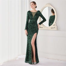 Load image into Gallery viewer, Cocktail Elegant Long Long Sleeve Sequined Atmosphere Fishtail Evening Dress