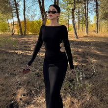 Load image into Gallery viewer, Women Clothing Sexy Hollow Out Cutout round Neck Autumn Long Sleeve Dress