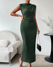 Load image into Gallery viewer, Women Clothing Shein Sleeveless Back Slit Pleated Tight Dress