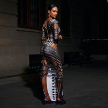 Load image into Gallery viewer, Women Clothing Sexy Ripped Skinny Sheath Dress Rhinestone Printed Dress