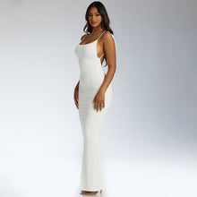 Load image into Gallery viewer, Women Clothing Sunken Stripe Slim Fit Suspender Dress Sexy Big Backless Tied Dress