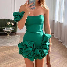 Load image into Gallery viewer, Summer Women Clothing Dress Ruffled Bud Tight Waist Dress One Shoulder Tube Top Hip Dress