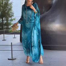 Load image into Gallery viewer, Summer New America Elegant Office Chiffon Printed Dress Marble Texture