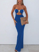 Load image into Gallery viewer, Summer Arrival Women Tube Top Hollow Out Cutout Slim Fit Backless Starfish Decorative Dress