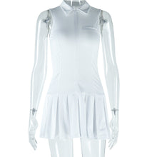 Load image into Gallery viewer, Women Clothing Solid Color Dress Sexy Sleeveless Collared Zipper Casual Pleated Dress
